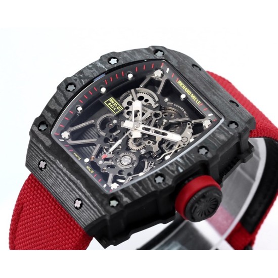 Richard Mille - RM35-01 44.5mm Skeleton NTPT Dial on Red Nylon Strap BBR RMUL3 Super Clone