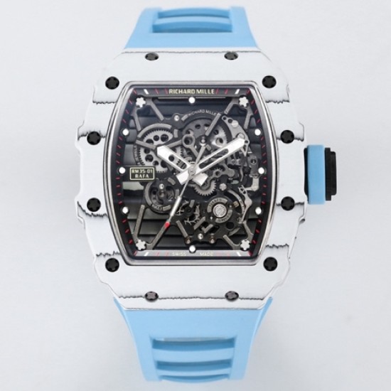 Richard Mille- RM35-01 Americas White NTPT/RU Skeleton Dial on Blue Strap BBR RMUL3 Super Clone
