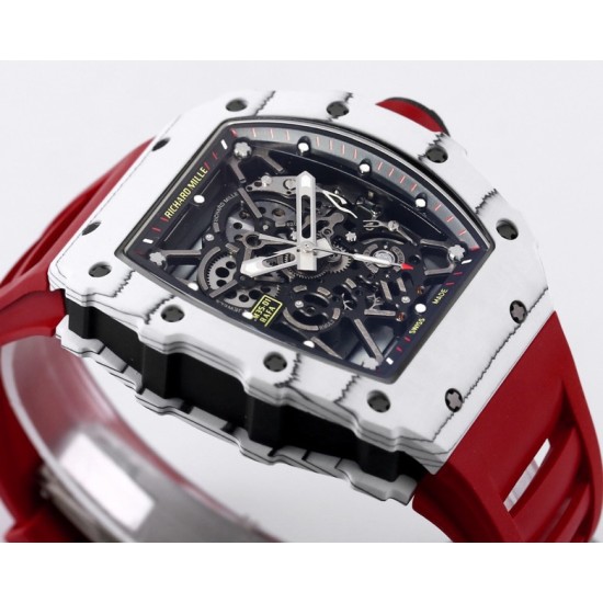 Richard Mille- RM35-01 Americas White NTPT/RU Skeleton Dial on Red Strap BBR RMUL3 Super Clone