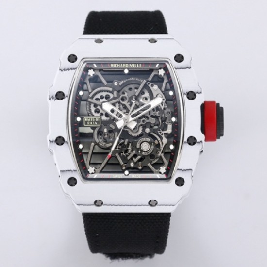 Richard Mille- RM35-01 Americas White NTPT/RU Skeleton Dial on Black Nylon Strap BBR RMUL3 Super Clone