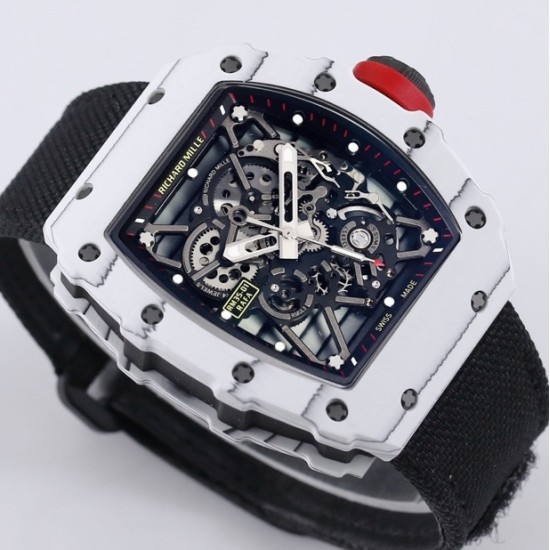 Richard Mille- RM35-01 Americas White NTPT/RU Skeleton Dial on Black Nylon Strap BBR RMUL3 Super Clone
