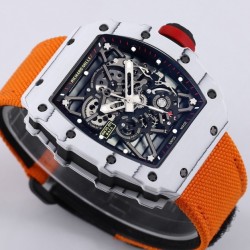 Richard Mille- RM35-01 Americas White NTPT/RU Skeleton Dial on Orange Nylon Strap BBR RMUL3 Super Clone