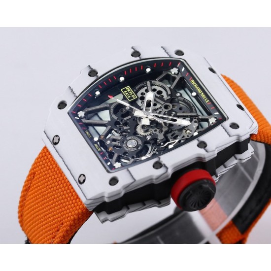 Richard Mille- RM35-01 Americas White NTPT/RU Skeleton Dial on Orange Nylon Strap BBR RMUL3 Super Clone
