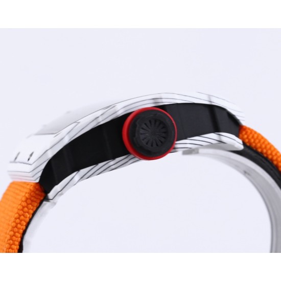 Richard Mille- RM35-01 Americas White NTPT/RU Skeleton Dial on Orange Nylon Strap BBR RMUL3 Super Clone