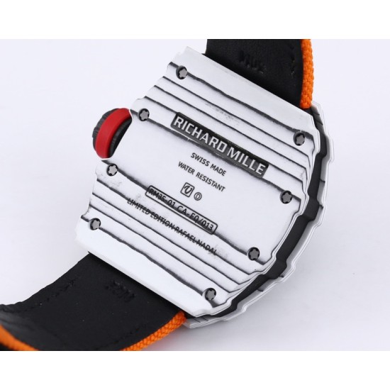 Richard Mille- RM35-01 Americas White NTPT/RU Skeleton Dial on Orange Nylon Strap BBR RMUL3 Super Clone