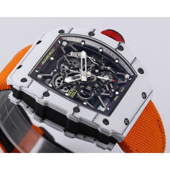 Richard Mille- RM35-01 Americas White NTPT/RU Skeleton Dial on Orange Nylon Strap BBR RMUL3 Super Clone