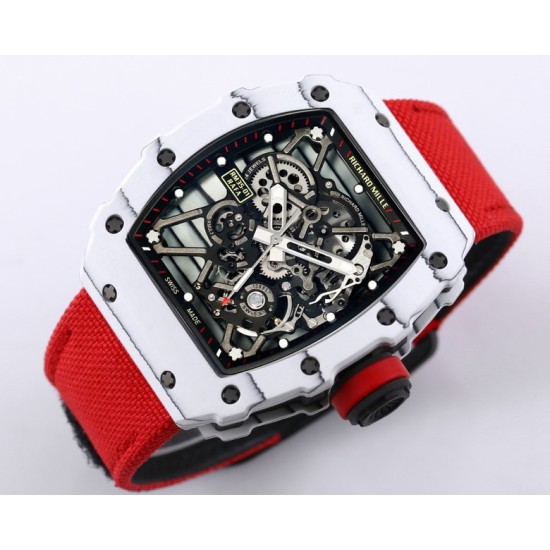 Richard Mille- RM35-01 Americas White NTPT/RU Skeleton Dial on Red Nylon Strap BBR RMUL3 Super Clone