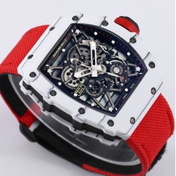 Richard Mille- RM35-01 Americas White NTPT/RU Skeleton Dial on Red Nylon Strap BBR RMUL3 Super Clone