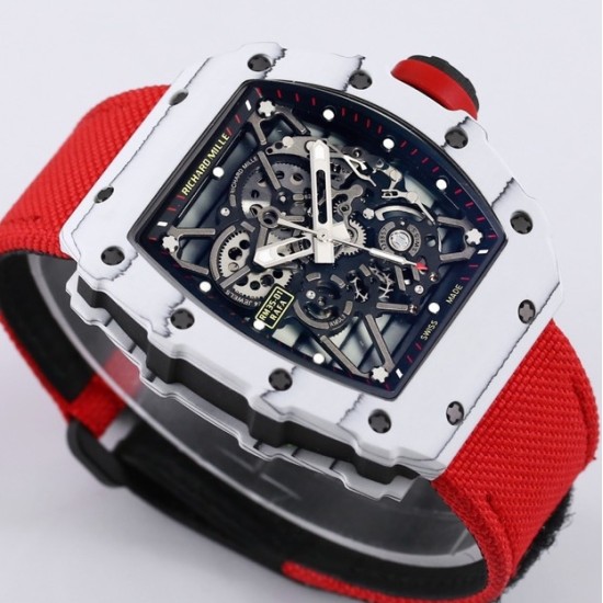 Richard Mille- RM35-01 Americas White NTPT/RU Skeleton Dial on Red Nylon Strap BBR RMUL3 Super Clone