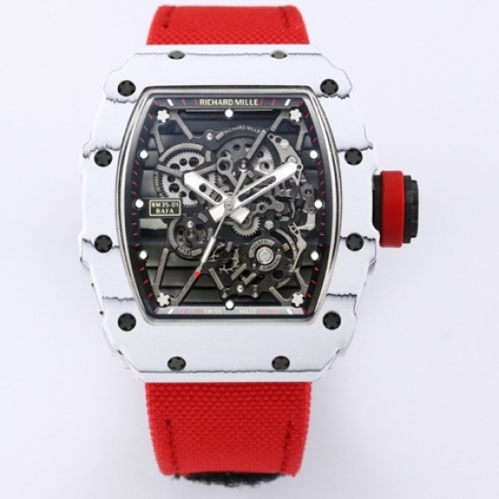 Richard Mille- RM35-01 Americas White NTPT/RU Skeleton Dial on Red Nylon Strap BBR RMUL3 Super Clone