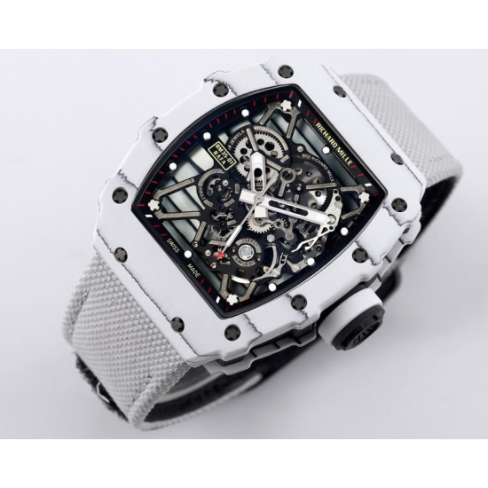 Richard Mille- RM35-01 Americas White NTPT/RU Skeleton Dial On White Nylon Strap BBR RMUL3 Super Clone