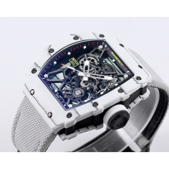 Richard Mille- RM35-01 Americas White NTPT/RU Skeleton Dial On White Nylon Strap BBR RMUL3 Super Clone