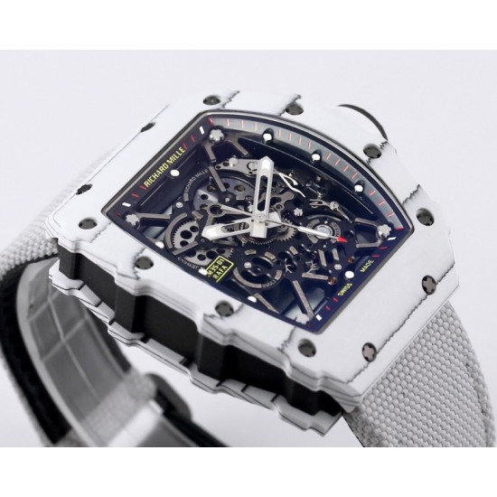 Richard Mille- RM35-01 Americas White NTPT/RU Skeleton Dial On White Nylon Strap BBR RMUL3 Super Clone