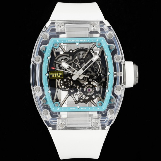 Richard Mille - RM35-01 Transparent Skeleton Dial With White Rubber Strap Sonic RMUL2 Super Clone
