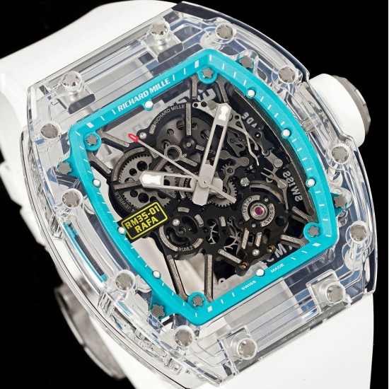 Richard Mille - RM35-01 Transparent Skeleton Dial With White Rubber Strap Sonic RMUL2 Super Clone