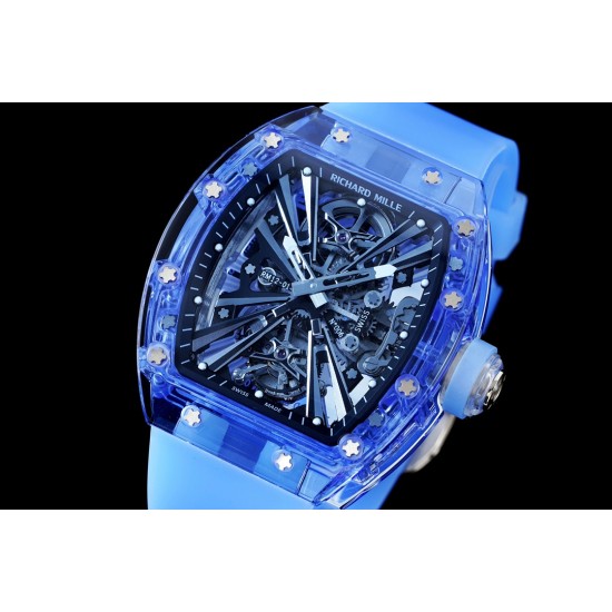 Richard Mille- RM12-01 Tourbillon Transparent Skeleton Dail With Blue Rubber Strap RMF