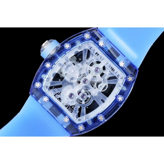 Richard Mille- RM12-01 Tourbillon Transparent Skeleton Dail With Blue Rubber Strap RMF
