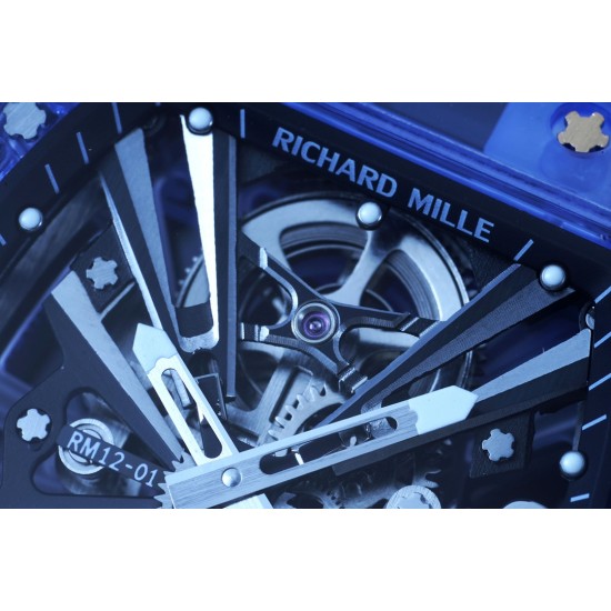Richard Mille- RM12-01 Tourbillon Transparent Skeleton Dail With White Rubber Strap RMF