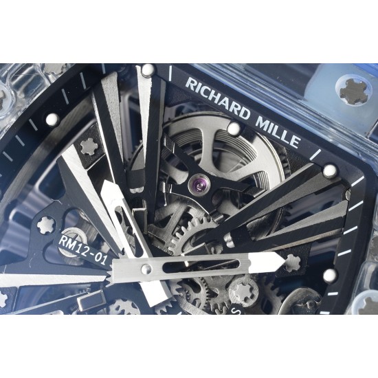Richard Mille- RM12-01 Tourbillon Transparent Skeleton Dail With Blue Rubber Strap RMF