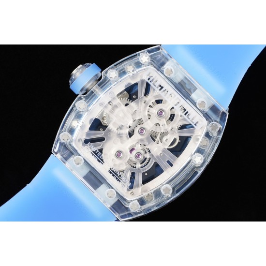 Richard Mille- RM12-01 Tourbillon Transparent Skeleton Dail With Blue Rubber Strap RMF