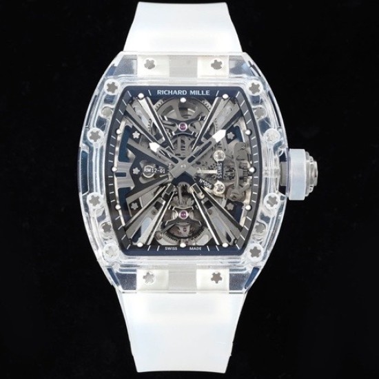 Richard Mille- RM12-01 Tourbillon Transparent Skeleton Dail With White Rubber Strap RMF