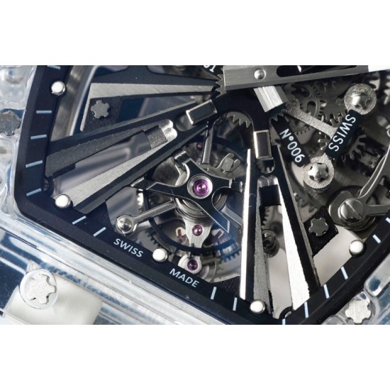 Richard Mille- RM12-01 Tourbillon Transparent Skeleton Dail With White Rubber Strap RMF