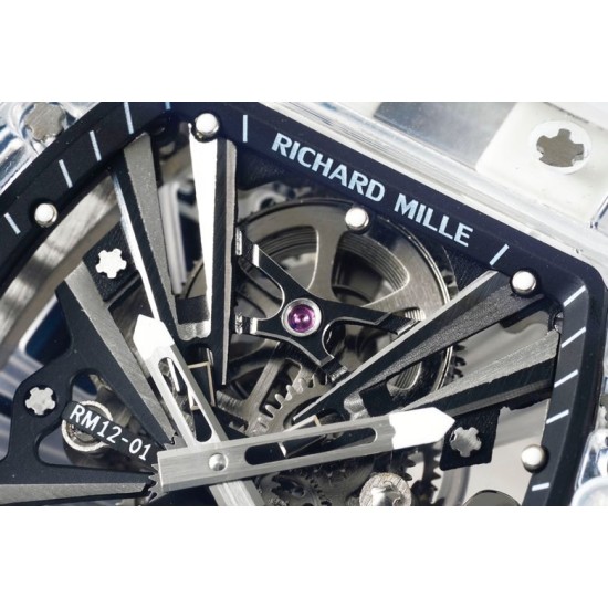 Richard Mille- RM12-01 Tourbillon Transparent Skeleton Dail With White Rubber Strap RMF