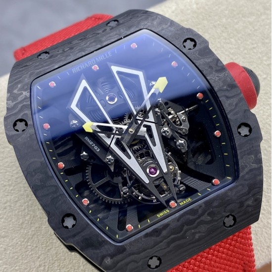 Richard Mille-RM27-03 Limited Edition Rafael Nadal 43mm Black NTPT/NY Red Strap BBR Tourbillon
