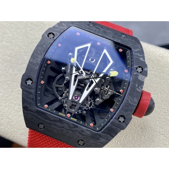 Richard Mille-RM27-03 Limited Edition Rafael Nadal 43mm Black NTPT/NY Red Strap BBR Tourbillon