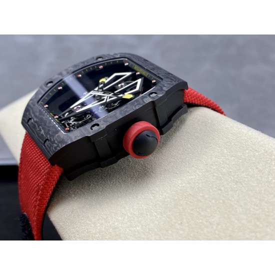 Richard Mille-RM27-03 Limited Edition Rafael Nadal 43mm Black NTPT/NY Red Strap BBR Tourbillon