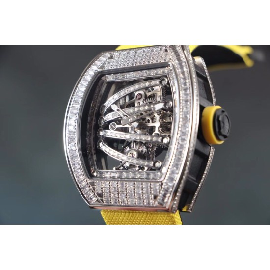 Richard Mille - RM59-01 43mm Diamonds NTPT Carbon Fiber Yellow Nylon Strap Tourbillon