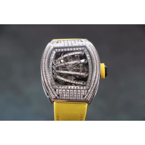 Richard Mille - RM59-01 43mm Diamonds NTPT Carbon Fiber Yellow Nylon Strap Tourbillon