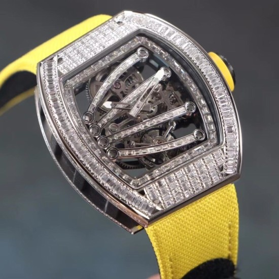 Richard Mille - RM59-01 43mm Diamonds NTPT Carbon Fiber Yellow Nylon Strap Tourbillon