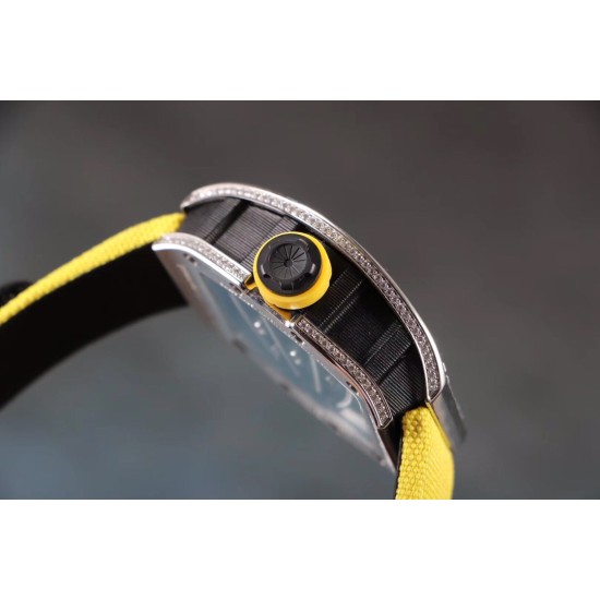 Richard Mille - RM59-01 43mm Diamonds NTPT Carbon Fiber Yellow Nylon Strap Tourbillon