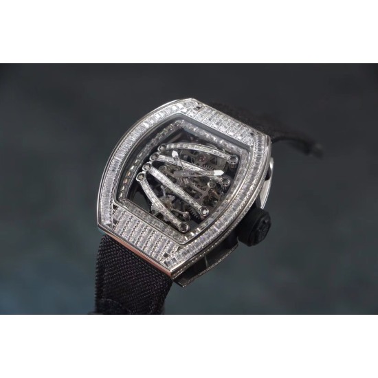 Richard Mille - RM59-01 43mm Diamonds NTPT Carbon Fiber Black Nylon Strap Tourbillon