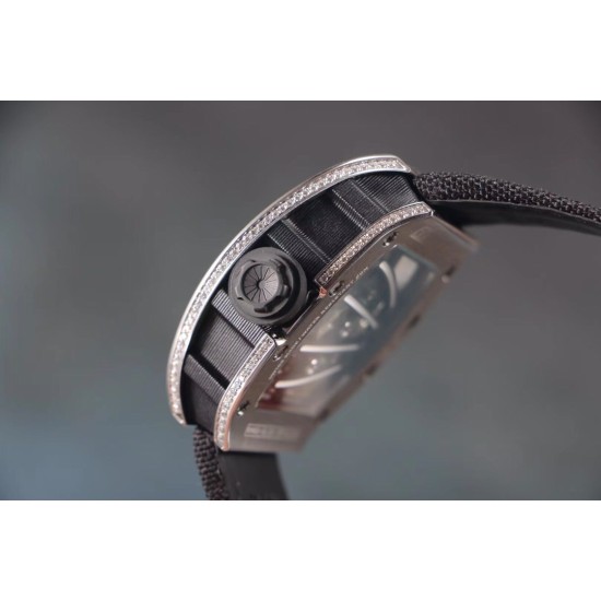 Richard Mille - RM59-01 43mm Diamonds NTPT Carbon Fiber Black Nylon Strap Tourbillon