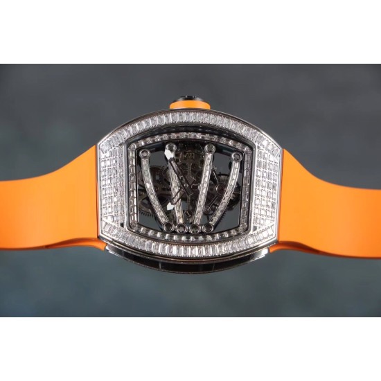 Richard Mille - RM59-01 43mm Diamonds NTPT Carbon Fiber Orange Rubber Strap Tourbillon