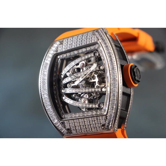 Richard Mille - RM59-01 43mm Diamonds NTPT Carbon Fiber Orange Rubber Strap Tourbillon