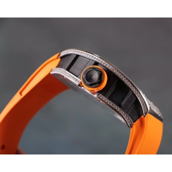 Richard Mille - RM59-01 43mm Diamonds NTPT Carbon Fiber Orange Rubber Strap Tourbillon