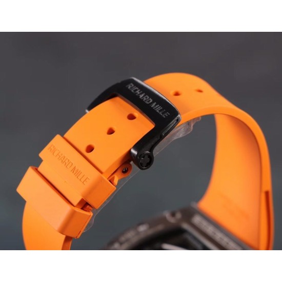 Richard Mille - RM59-01 43mm Diamonds NTPT Carbon Fiber Orange Rubber Strap Tourbillon