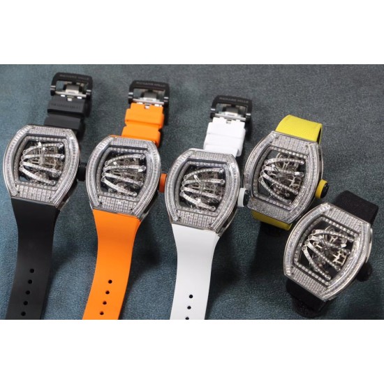 Richard Mille - RM59-01 43mm Diamonds NTPT Carbon Fiber Orange Rubber Strap Tourbillon