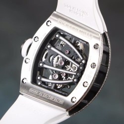 Richard Mille - RM59-01 43mm Diamonds NTPT Carbon Fiber White Rubber Strap Tourbillon