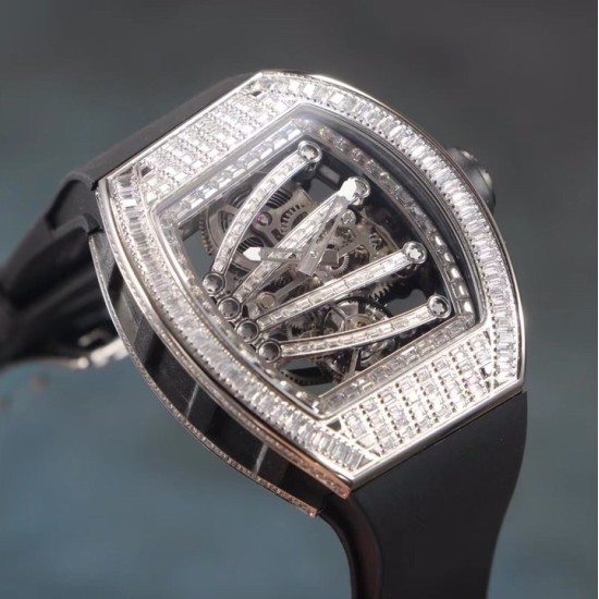 Richard Mille - RM59-01 43mm Diamonds NTPT Carbon Fiber Black Rubber Strap Tourbillon