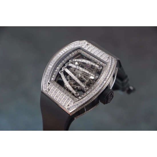 Richard Mille - RM59-01 43mm Diamonds NTPT Carbon Fiber Black Rubber Strap Tourbillon