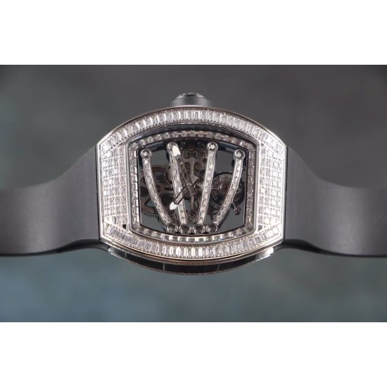 Richard Mille - RM59-01 43mm Diamonds NTPT Carbon Fiber Black Rubber Strap Tourbillon