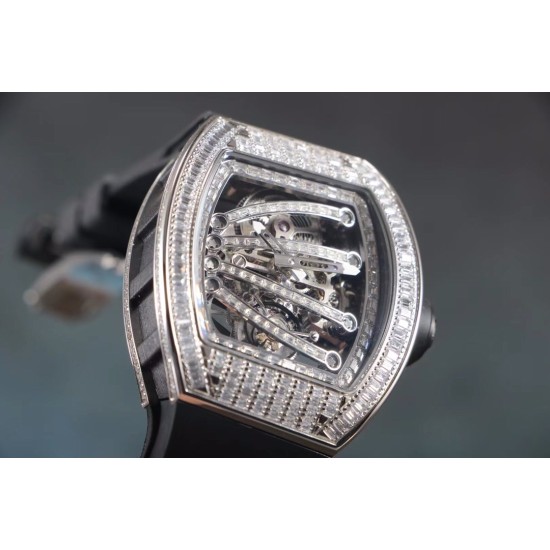 Richard Mille - RM59-01 43mm Diamonds NTPT Carbon Fiber Black Rubber Strap Tourbillon