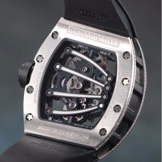 Richard Mille - RM59-01 43mm Diamonds NTPT Carbon Fiber Black Rubber Strap Tourbillon