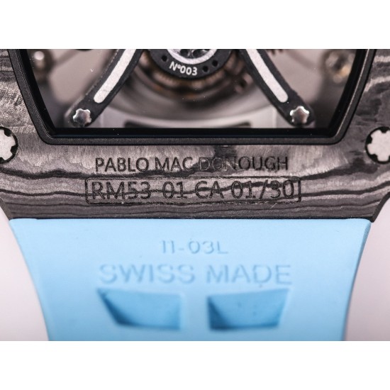 Richard Mille-RM53-01 43mm TPT Carbon/RU Skeleton Dial JBF Tourbillon Updated Version Super Clone