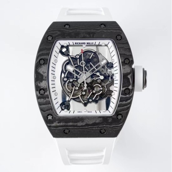 Richard Mille - RM055 NTPT/RU White Rehaut on White Rubber Strap ZF RMUL2 Super Clone(New Rubber Strap)