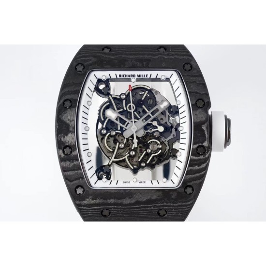 Richard Mille - RM055 NTPT/RU White Rehaut on White Rubber Strap ZF RMUL2 Super Clone(New Rubber Strap)